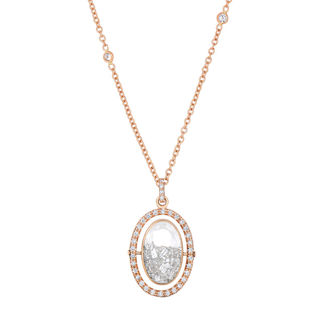 Moritz Glik Halo Oval Diamond Shaker Necklace - Necklaces - Broken English Jewelry