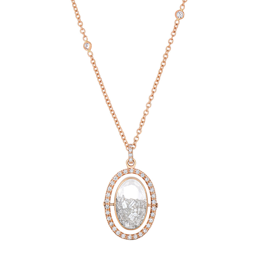 Moritz Glik Halo Oval Diamond Shaker Necklace - Necklaces - Broken English Jewelry