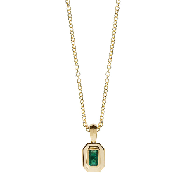 Āzlee Staircase Petite Charm Necklace - Emerald - Necklaces - Broken English Jewelry