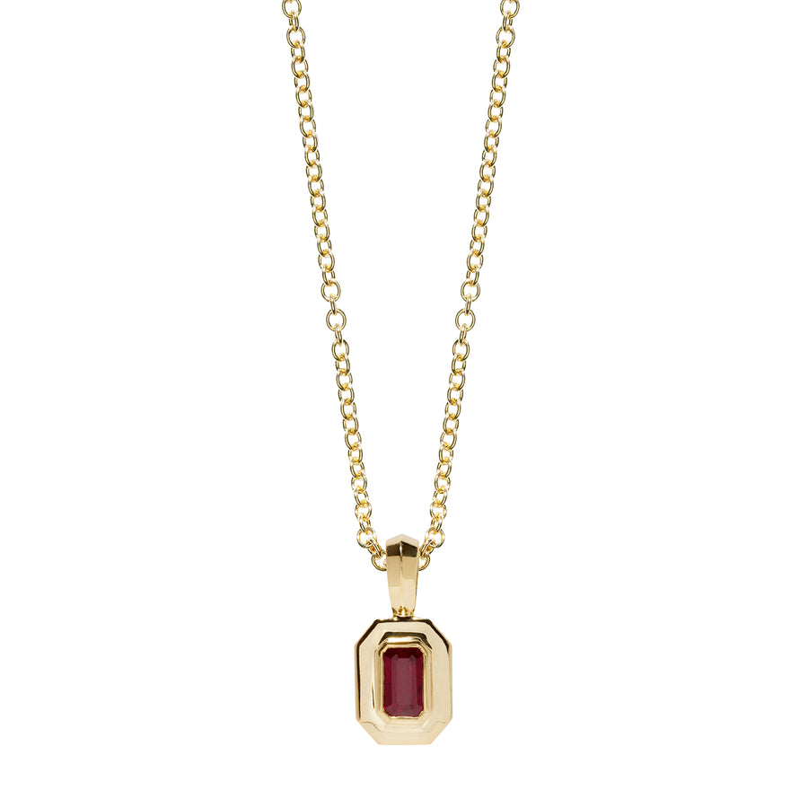 Āzlee Staircase Petite Charm Necklace - Ruby - Necklaces - Broken English Jewelry
