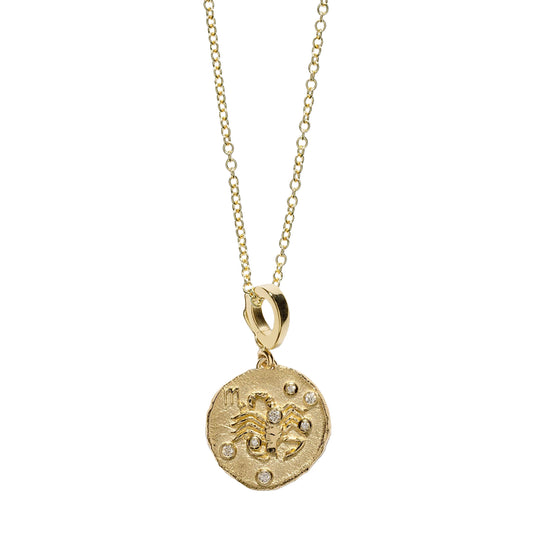 Zodiac Small Coin Charm Necklace - Scorpio - Main Img