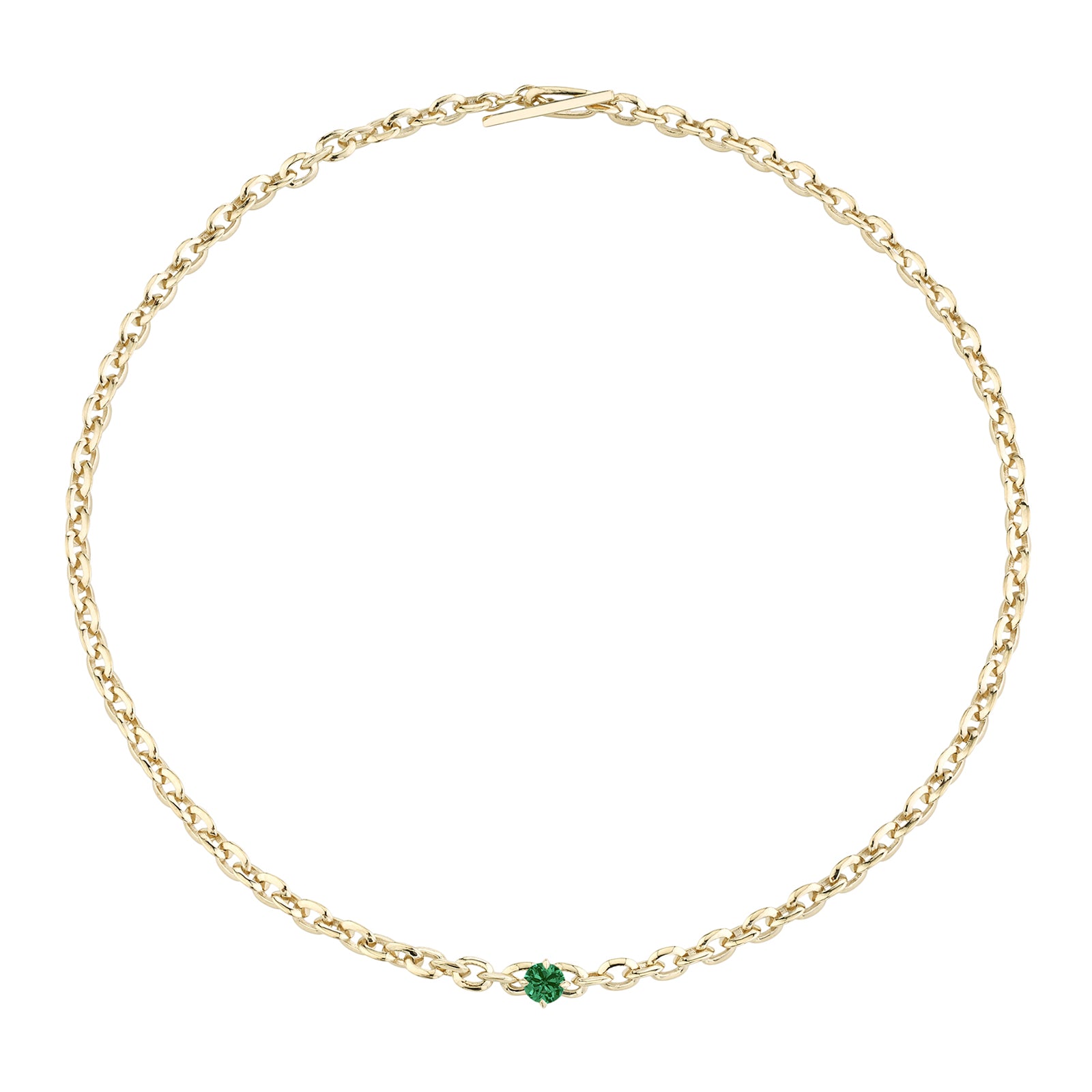 Lizzie Mandler Knife Edge Link Necklace - Emerald - Necklaces - Broken ...
