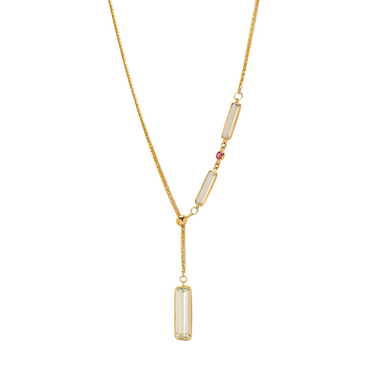 Lasso Lariat Necklace - Aquamarine & Ruby - Main Img