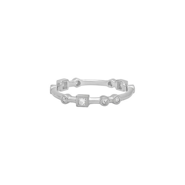 Nancy Newberg Thin Band with Round and Square Diamonds - Broken English Jewelry
