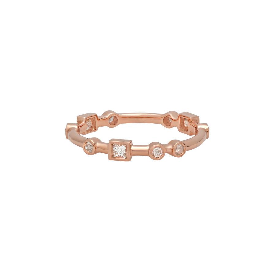 Nancy Newberg Thin Band with Round and Square Diamonds - Rose Gold - Rings - Broken English Jewelry