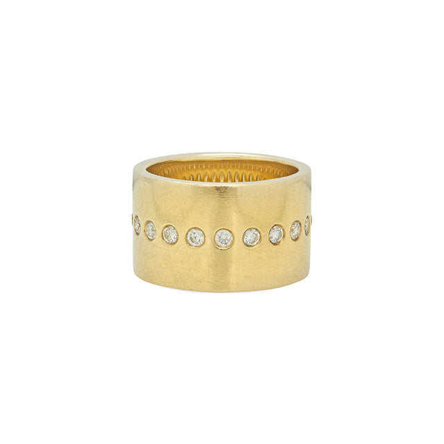 Nancy Newberg Cigar Band with Center Row Diamonds - Broken English Jewelry