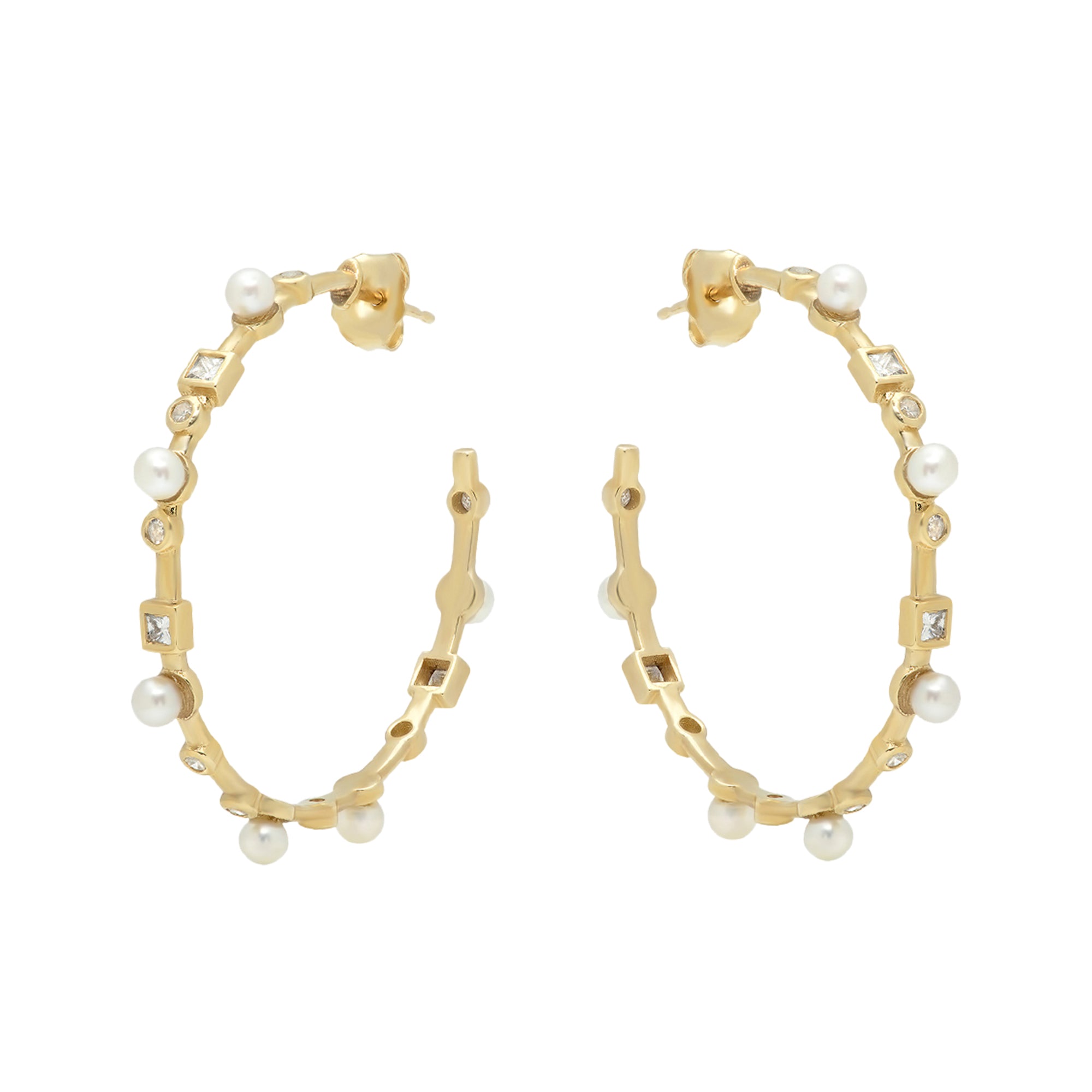 Nancy Newberg Hoop Earrings with Pearls and Diamonds - Earrings ...