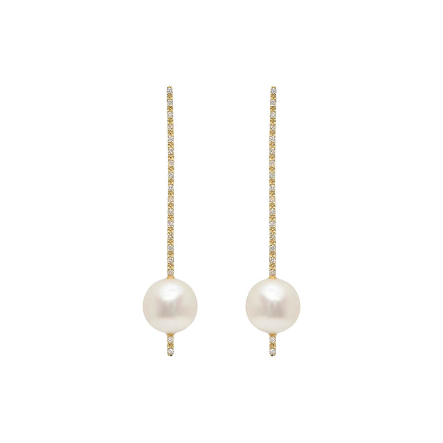 Nancy Newberg Pearl and Diamond Stick Earrings - Broken English Jewelry
