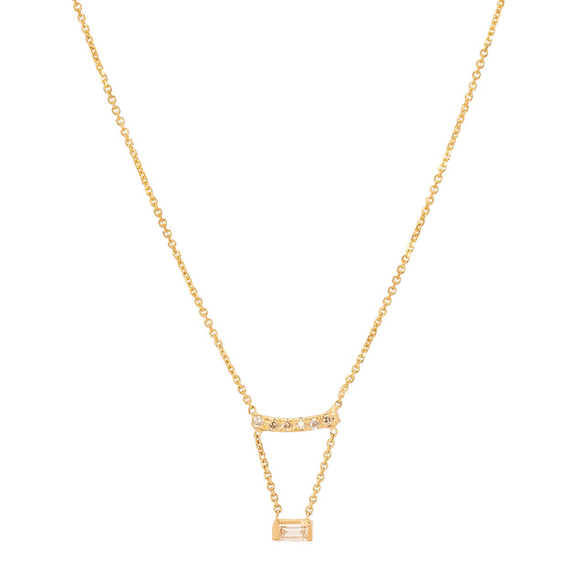Xiao Wang Gravity Bar & Baguette Chain Necklace - Broken English Jewelry
