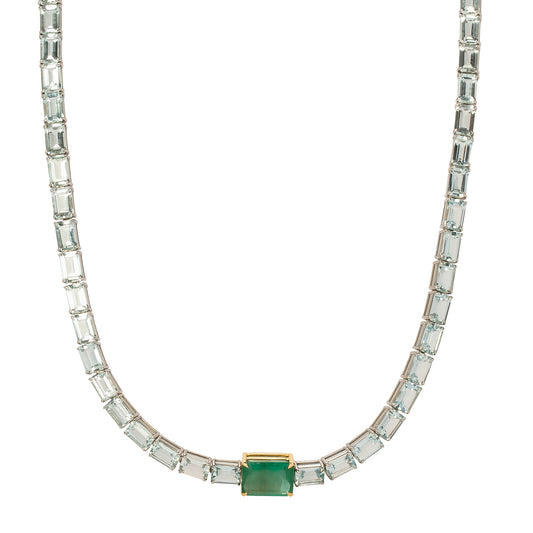 Demeter Necklace - Emerald & Aquamarine - Main Img