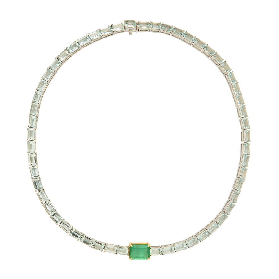 YI Collection Demeter Necklace - Emerald & Aquamarine - Necklaces - Broken English Jewelry