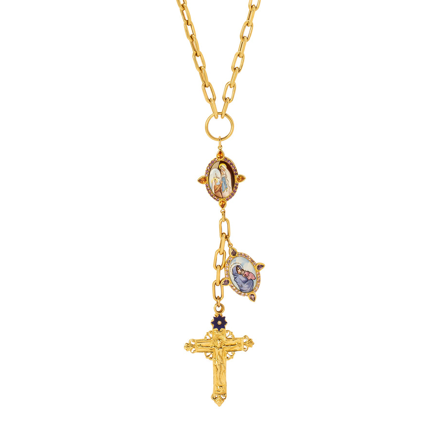 Colette Mother & Son Cross Multi Medal Necklace - Necklaces - Broken English Jewelry