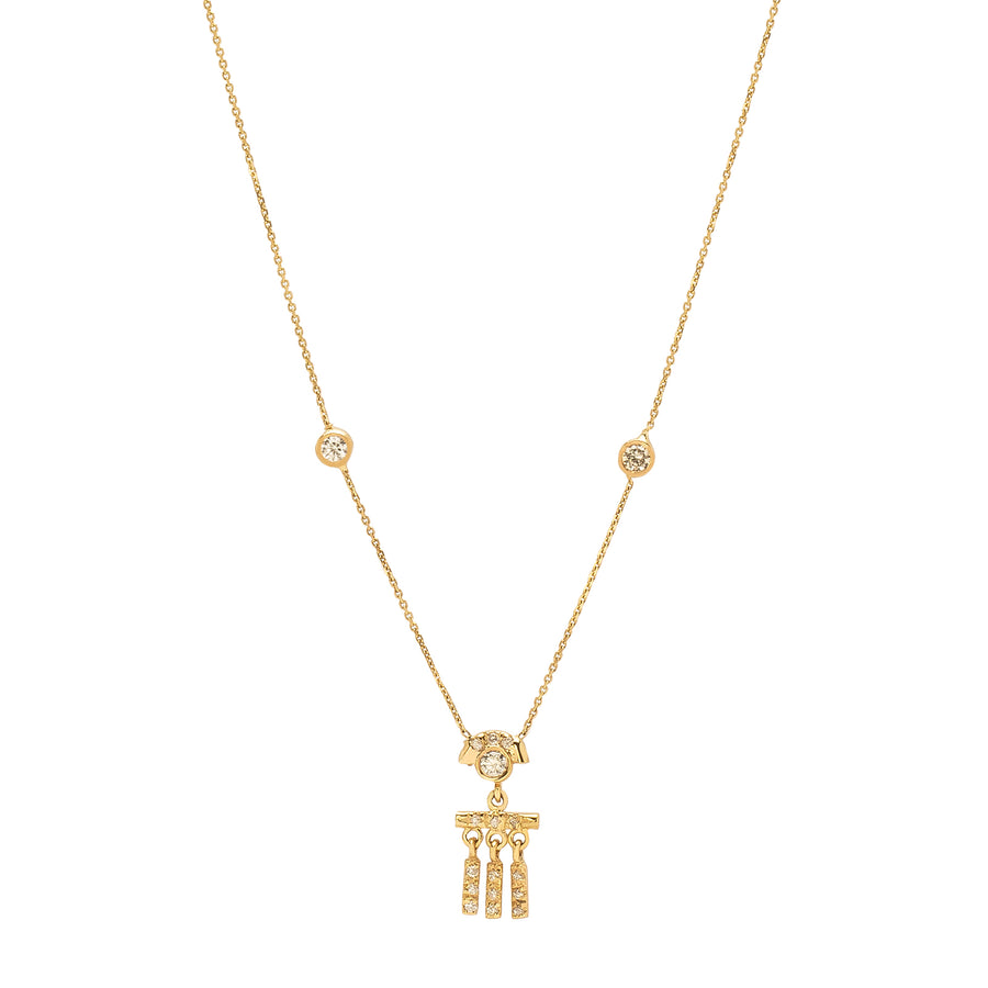 Xiao Wang Gravity Triple Hanging Diamond Bar Necklace - Necklaces - Broken English Jewelry
