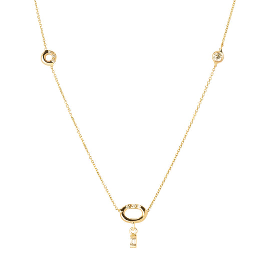 Gravity Gold Oval Necklace - Main Img