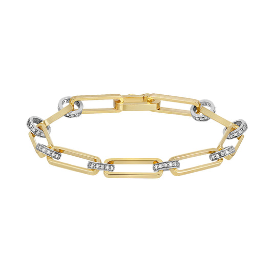 Oval Link Chain Bracelet - Yellow Gold & Silver - Main Img