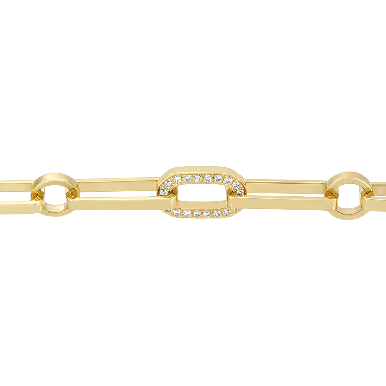 Nancy Newberg Gold Link Bracelet - One Diamond - Broken English Jewelry