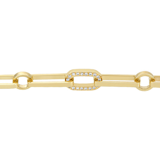 Gold Link Bracelet - One Diamond