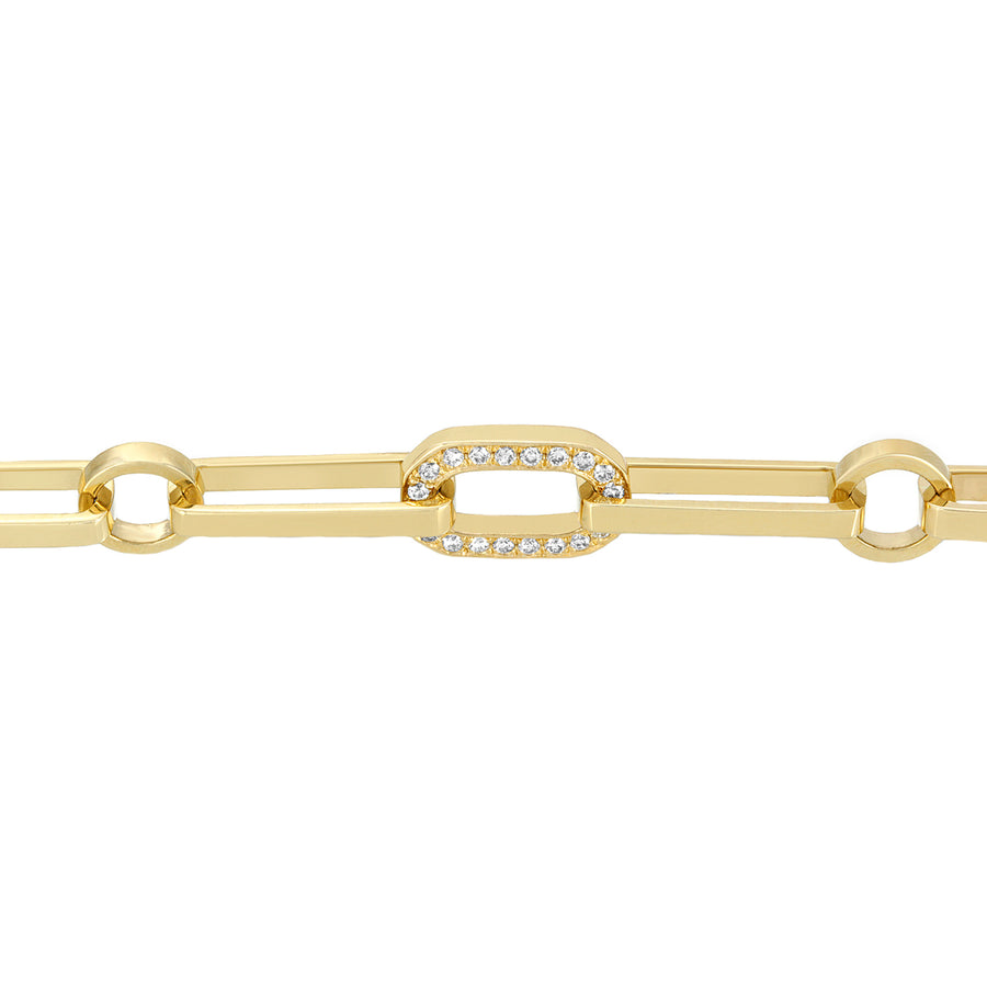 Nancy Newberg Gold Link Bracelet - One Diamond - Broken English Jewelry