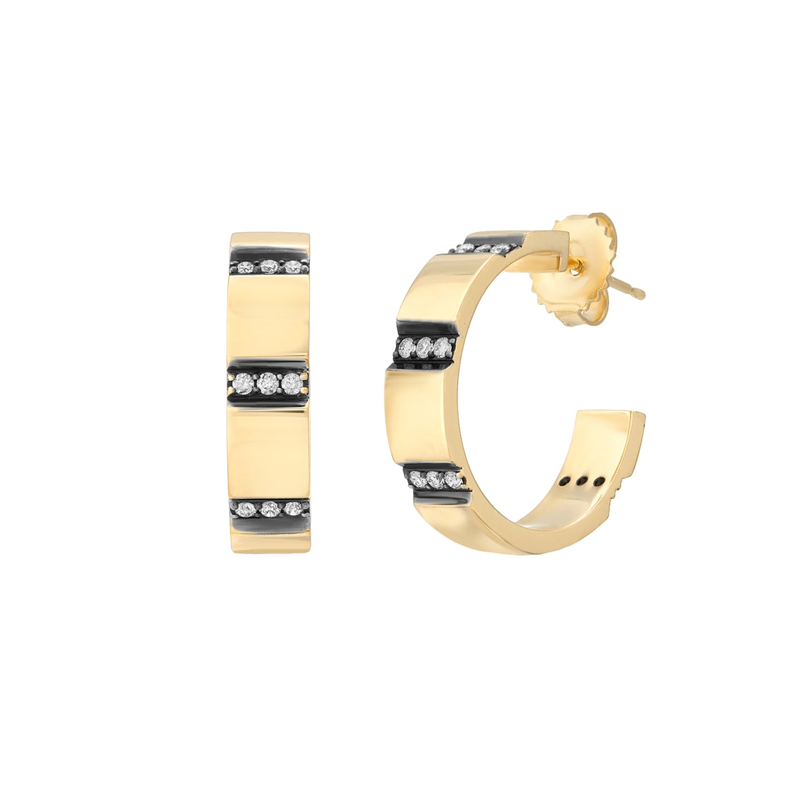 Nancy Newberg Diamond Stripe Hoops - Broken English Jewelry