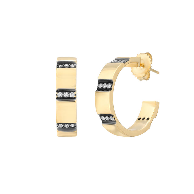 Nancy Newberg Diamond Stripe Hoops - Broken English Jewelry