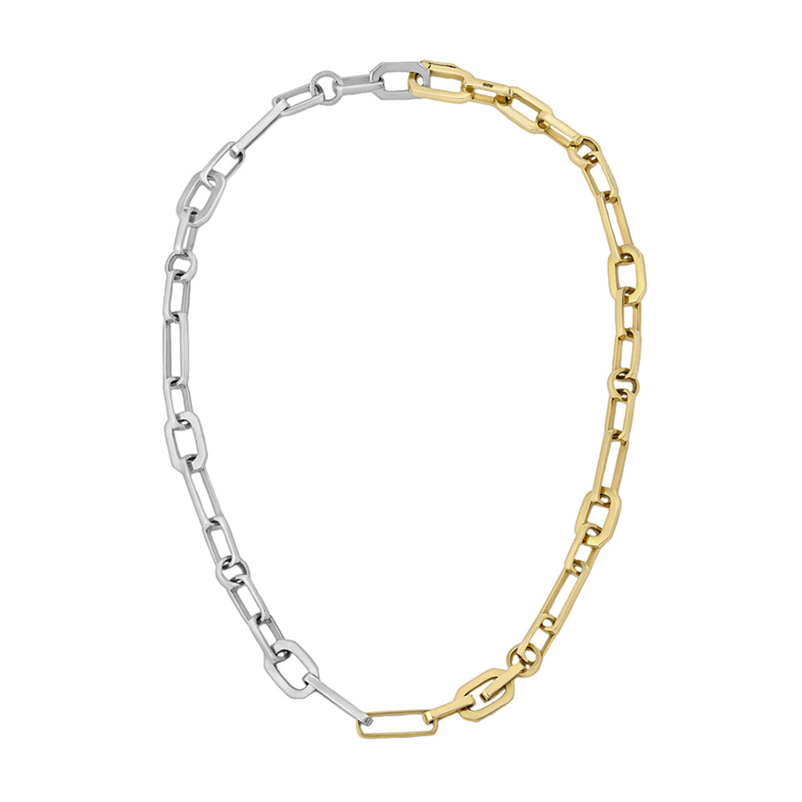 Nancy Newberg Mixed Link Chain Necklace - Yellow Gold & Silver - Necklaces - Broken English Jewelry