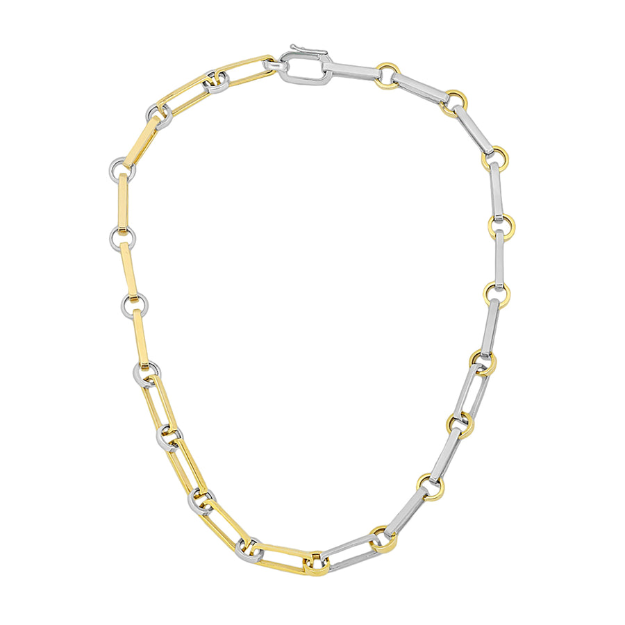 Nancy Newberg Oval Link Chain Necklace - Yellow Gold & Silver - Necklaces - Broken English Jewelry