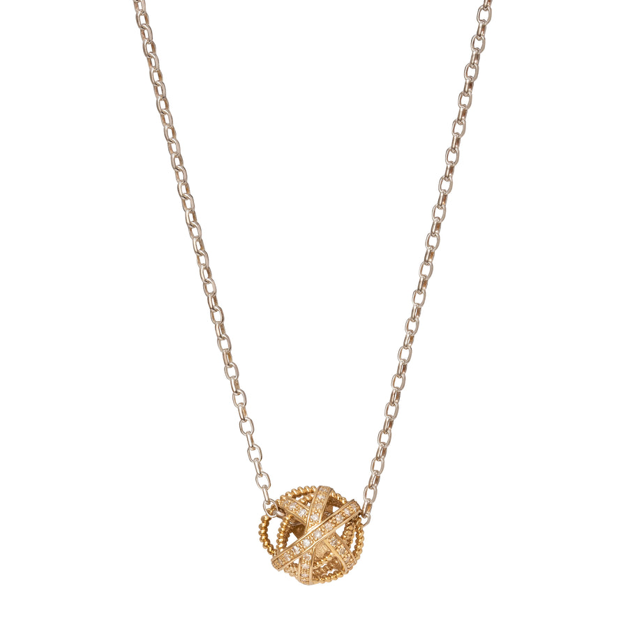 Nancy Newberg Small Diamond and Gold Ball Pendant Necklace - Broken English Jewelry