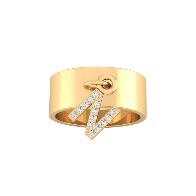 Nancy Newberg Cigar Band with Diamond Letter Initial - N - Broken English Jewelry