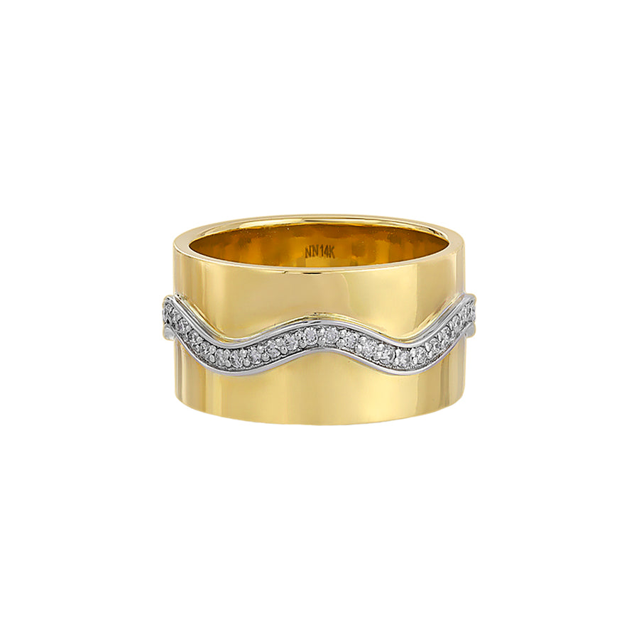 Nancy Newberg Cigar Band Diamond Wave Ring - Rings - Broken English Jewelry