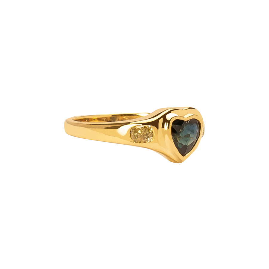 Xiao Wang Neptune Heart Ring - Sapphire & Diamond - Earrings - Broken English Jewelry