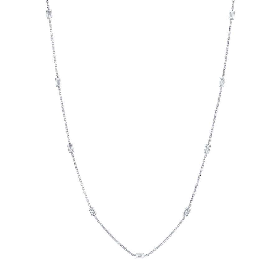 Borgioni By The Yard Baguette Diamond Necklace - White Gold - Necklaces - Broken English Jewelry