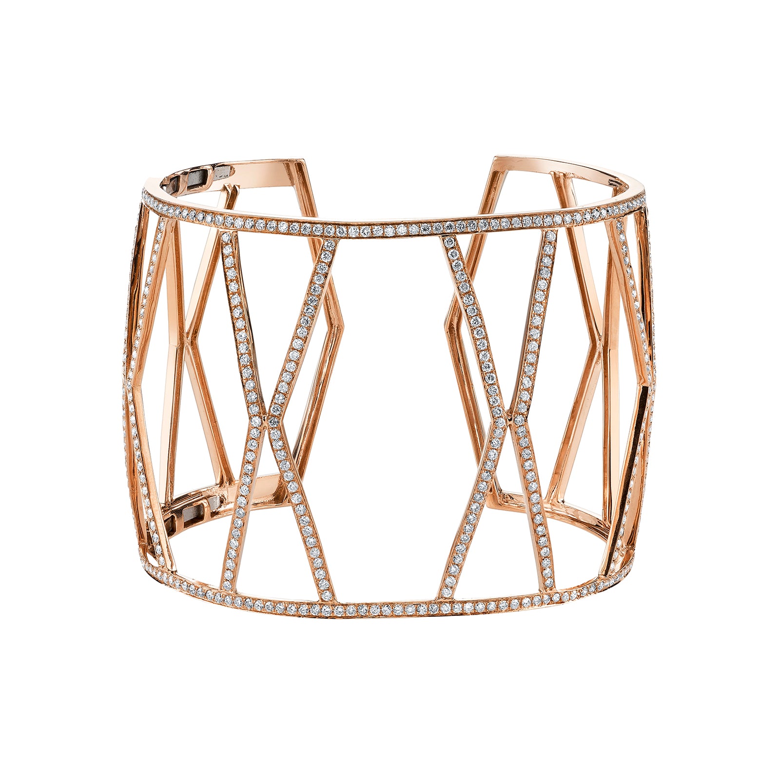 Borgioni Large Hexagon Diamond Open Cuff - Rose Gold - Broken English Jewelry