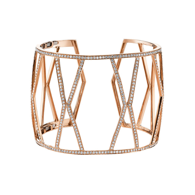 Borgioni Large Hexagon Diamond Open Cuff - Rose Gold - Broken English Jewelry