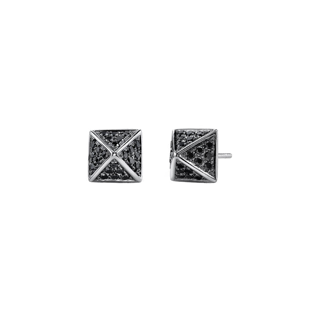 Borgioni Pyramid Black Diamond Studs - Black Gold - Earrings - Broken English Jewelry