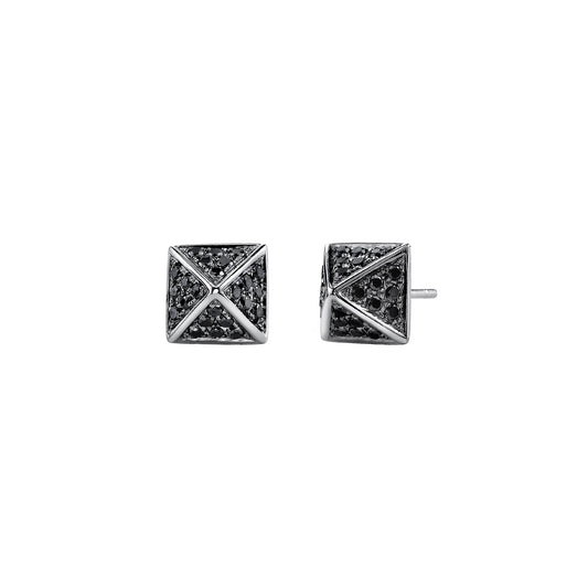 Pyramid Black Diamond Studs - Black Gold - Main Img