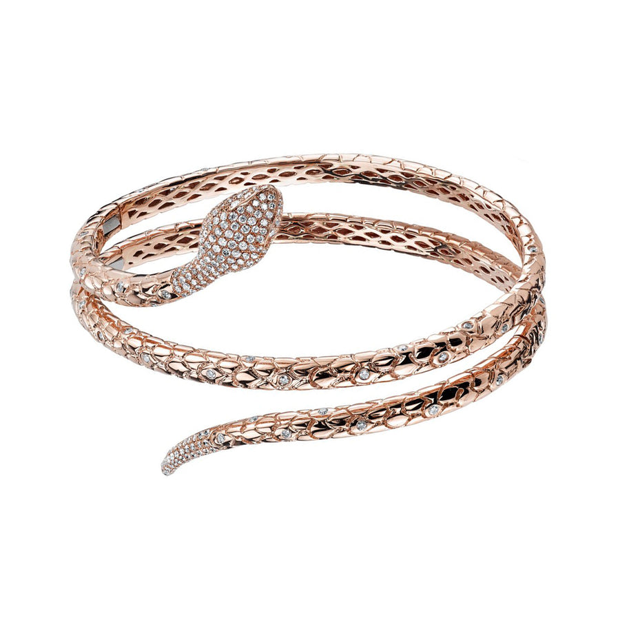 Borgioni Snake Hinged Diamond Cuff - Rose Gold - Bracelets - Broken English Jewelry
