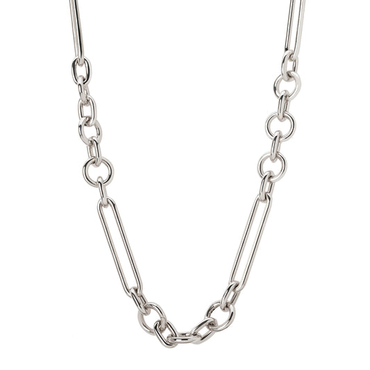 Mixed Oversized Clip Necklace - White Gold - Main Img