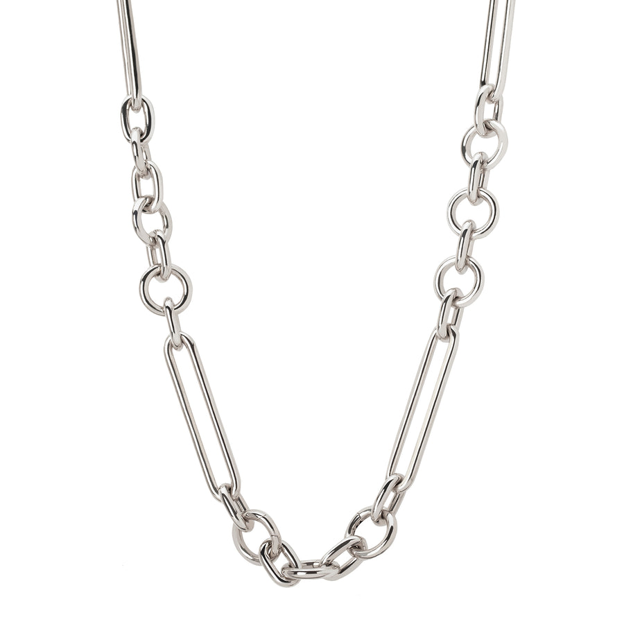 Foundrae Mixed Oversized Clip Necklace - White Gold - Broken English Jewelry