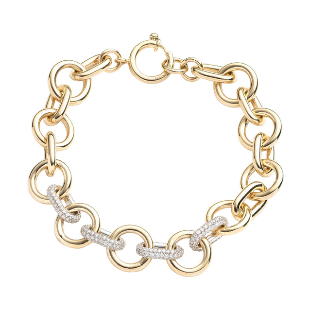 Foundrae Oversized Mixed Bracelet with Pave Links - Broken English Jewelry