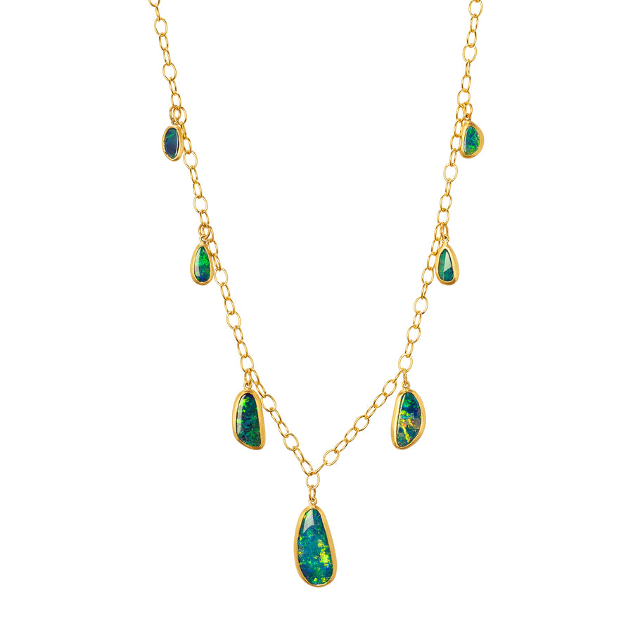 Loriann Stevenson Opal Bezel Station Necklace - Necklaces - Broken English Jewelry