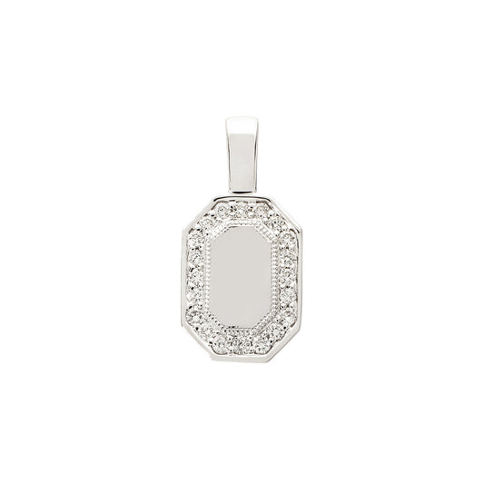 P.S. Small Tag Diamond Charm - White Gold - Main Img