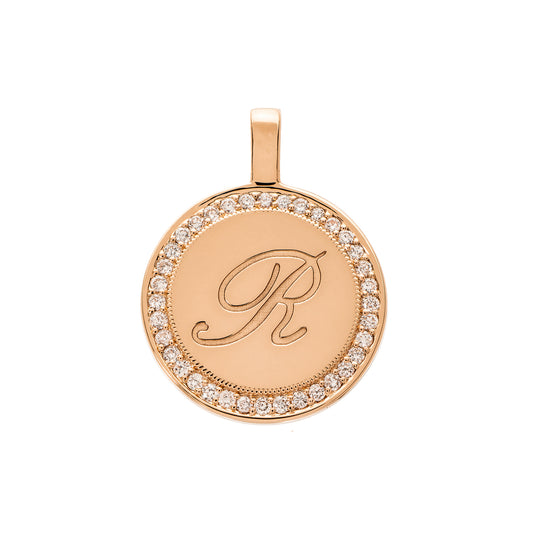 P.S. Large Round Diamond Charm - Rose Gold