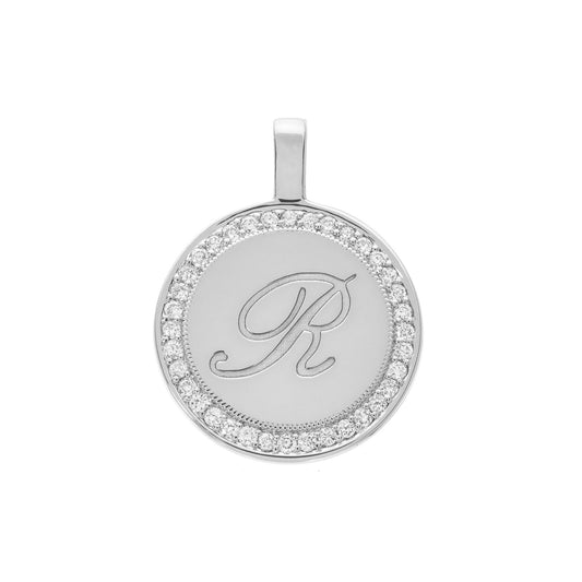 P.S. Large Round Diamond Charm - White Gold