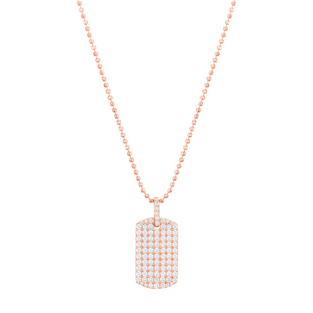 Carbon & Hyde Diamond Dog Tag Necklace - Rose Gold - Broken English Jewelry