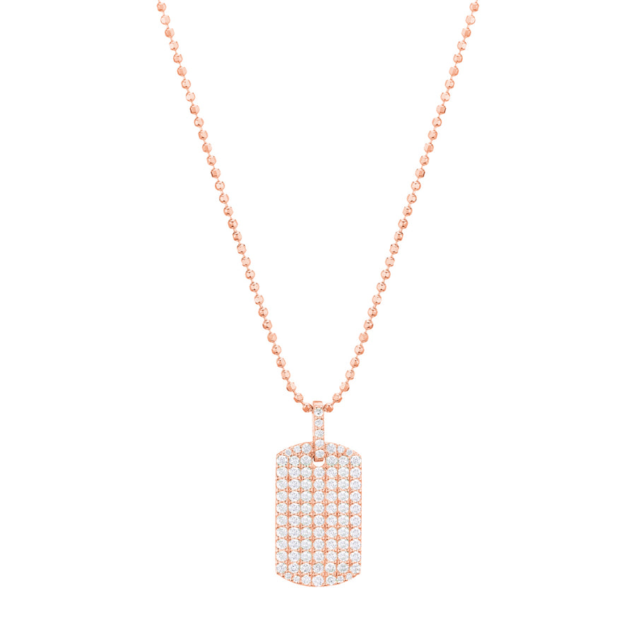Carbon & Hyde Diamond Dog Tag Necklace - Rose Gold - Broken English Jewelry