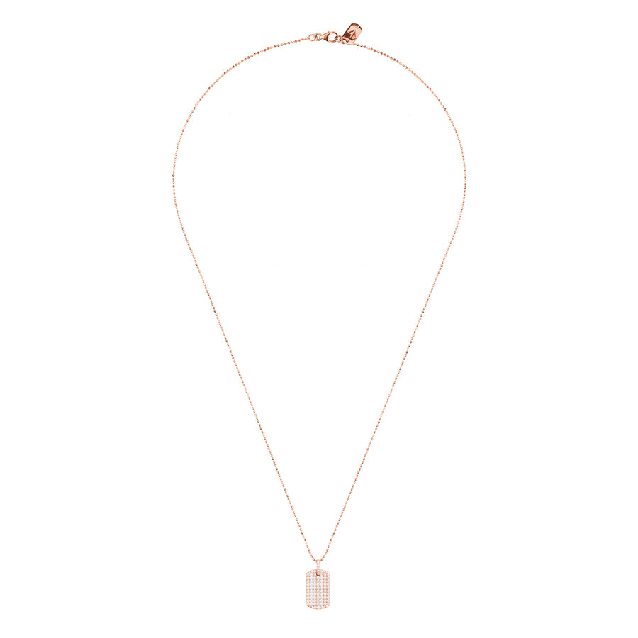 Carbon & Hyde Diamond Dog Tag Necklace - Rose Gold - Broken English Jewelry