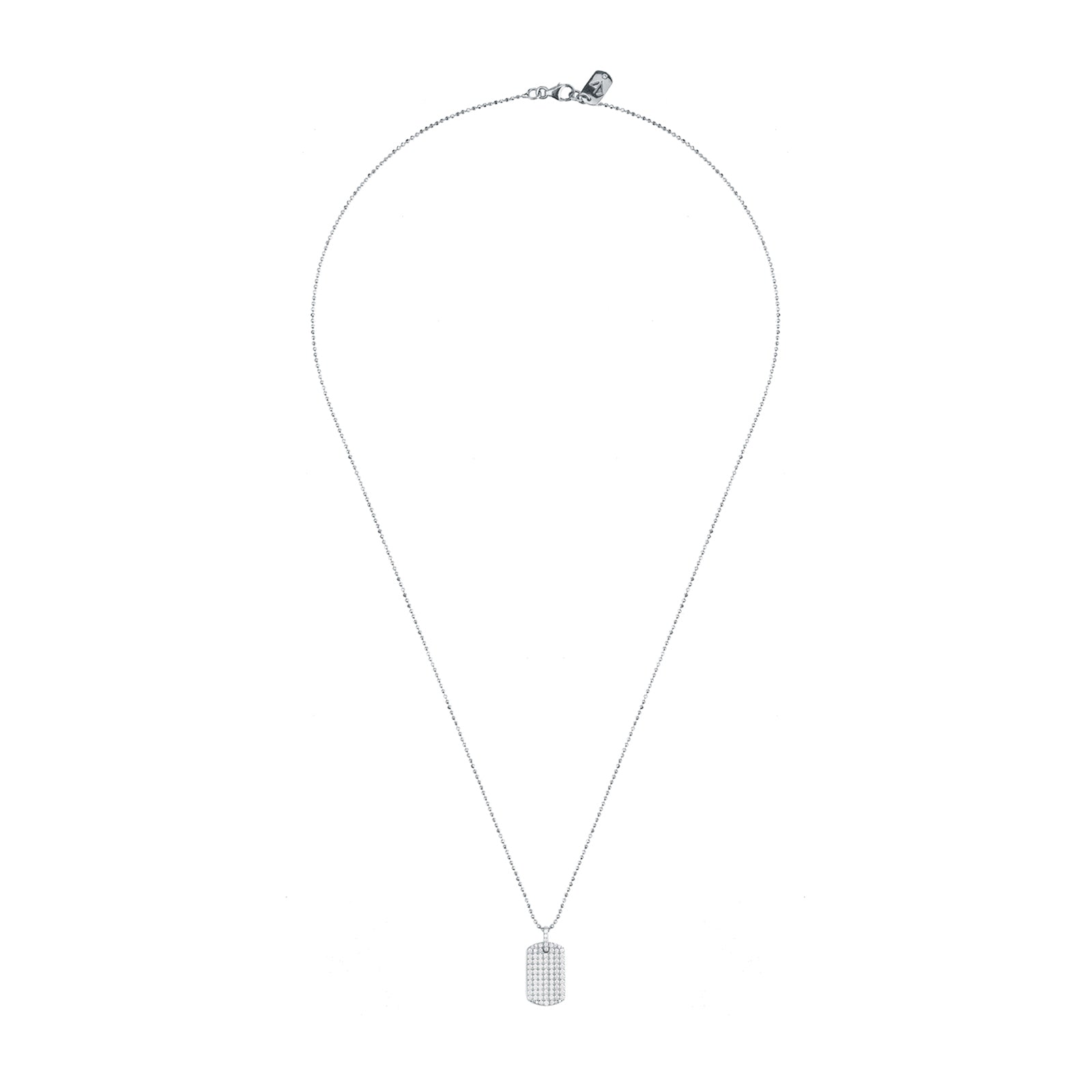 Carbon & Hyde Diamond Dog Tag Necklace - White Gold - Necklaces - Broken English Jewelry