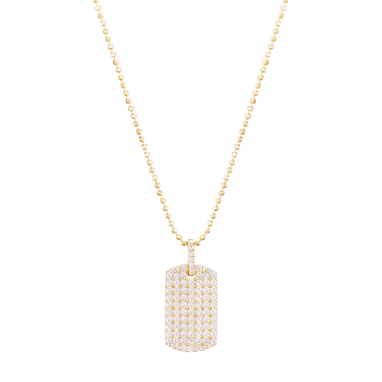 Carbon & Hyde Diamond Dog Tag Necklace - Yellow Gold - Broken English Jewelry