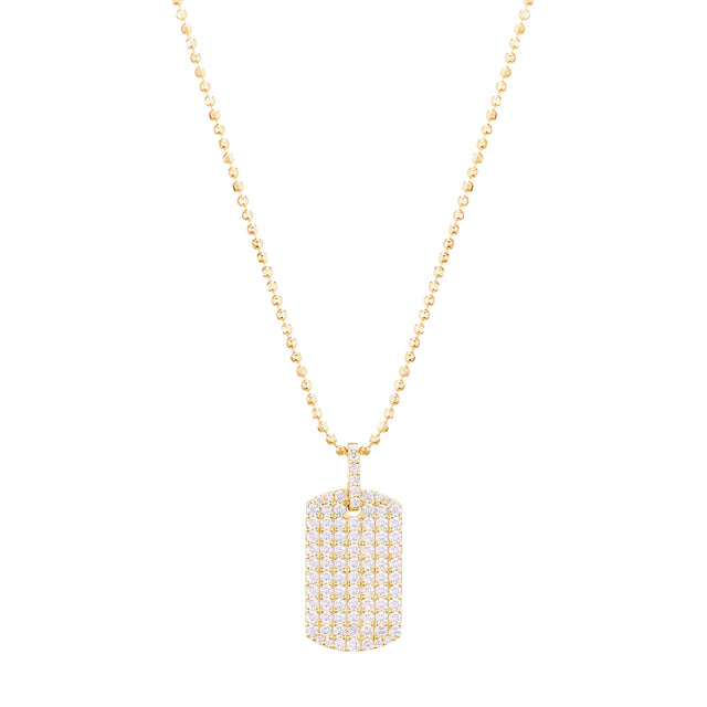 Carbon & Hyde Diamond Dog Tag Necklace - Yellow Gold - Broken English Jewelry