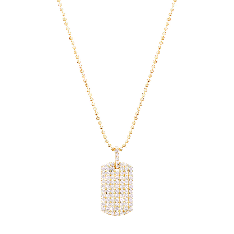 Carbon & Hyde Diamond Dog Tag Necklace - Yellow Gold - Broken English Jewelry